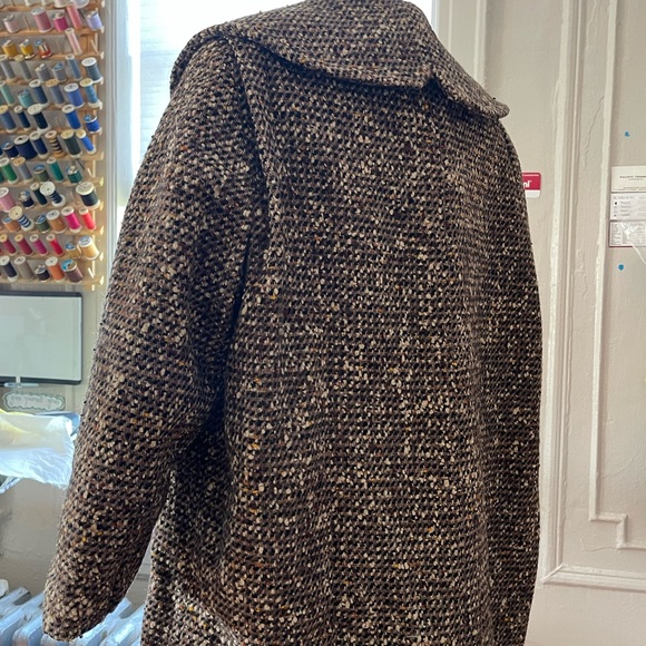 Vintage 50s/ 60s brown wool twill long coat size:S/M - Picture 5 of 15